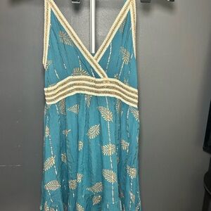 Ing Teal and Cream Viscose Top